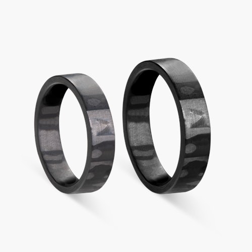 Obrączki ślubne: carbon, płaskie, 5 mm